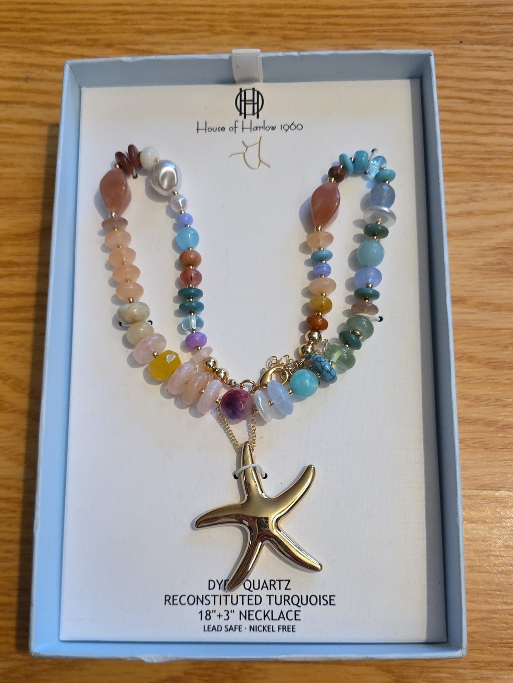 House of Harlow 1960 Multicolor Beaded Starfish Pendant Necklace